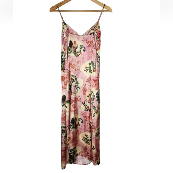 Zara Pink Printed Midi Slip Dress Size M - Picture 3 of 11